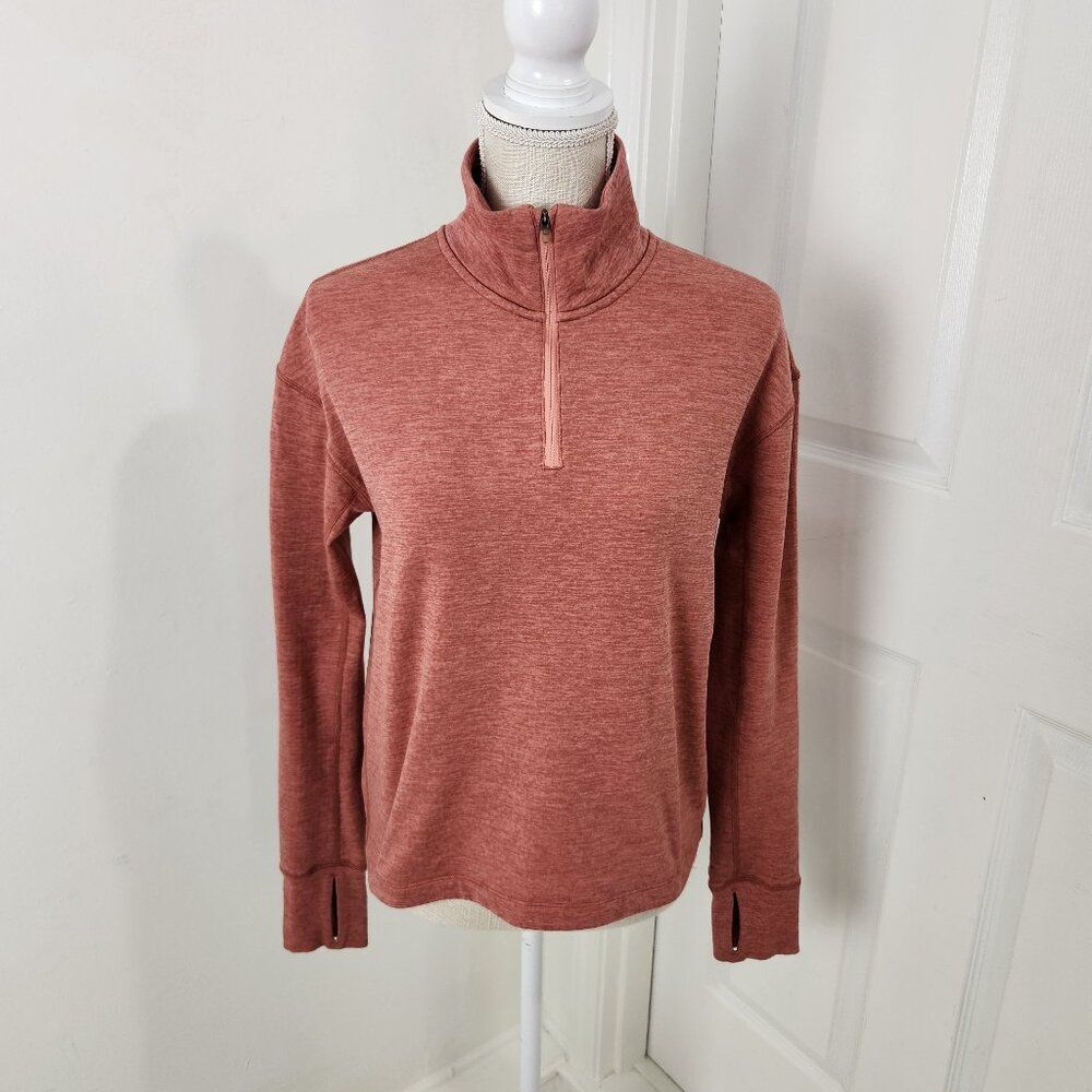 Outdoor Voices Sweatshirt Womens XS Orange 1/4 Zip OV Fleece Thumbholes Running